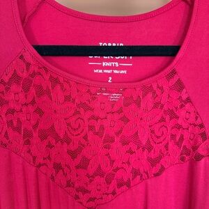 Torrid Red Tunic with Lace Accent